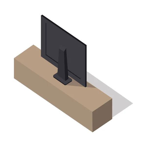 TV a schermo largo isometrico su stand — Vettoriale Stock