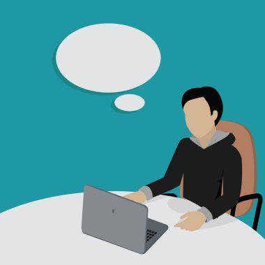 Ofiste dizüstü bilgisayarla çalışan adam