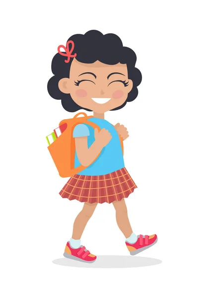 Kız okul ile izole sırt çantası için olacak — Stok Vektör
