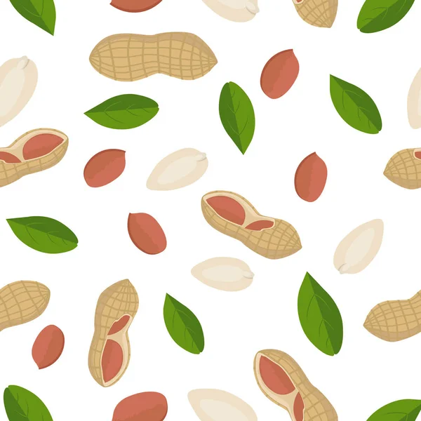Vetor de padrão sem costura de amendoim em design plano . — Vetor de Stock