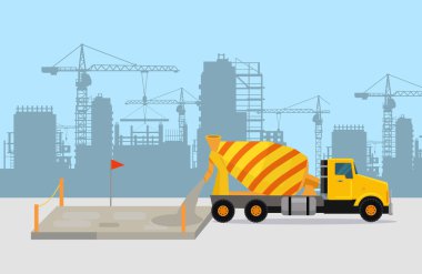 İnşaat vektör konsepti üzerine beton dökülen