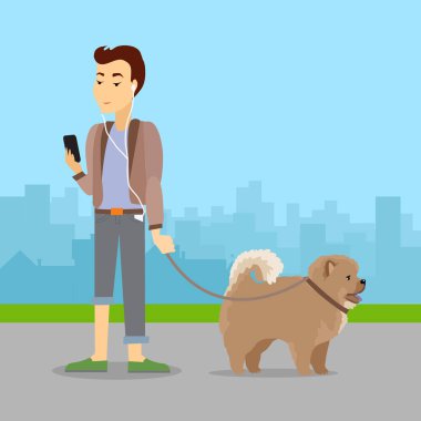 Phlegmatic mizaç tipi çocuğu ile köpek yürüyüş