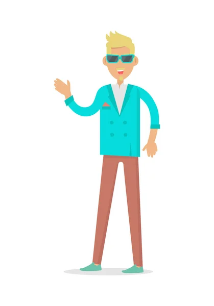 Elegant Rich Blond Man in Sunglasses. Vector — Stock Vector