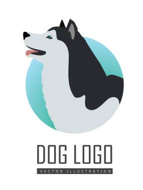 Köpek Logo vektör Husky veya Alaskan Malamute izole