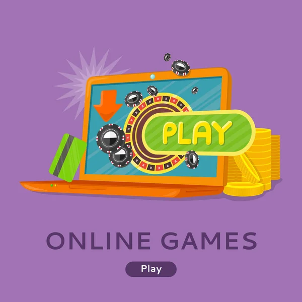 Online Games Concept Flat Style Vector Web Banner — Stock Vector