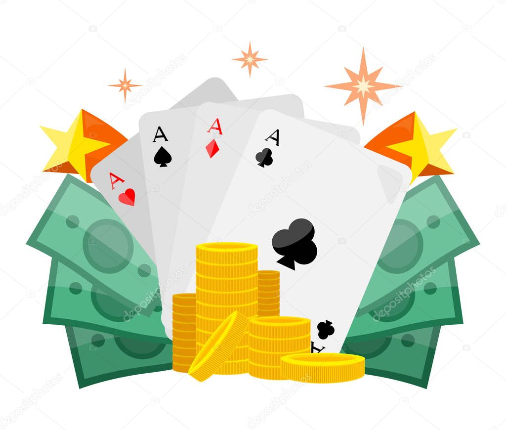 Poker Conceptual Vector Web Banner in Flat Design