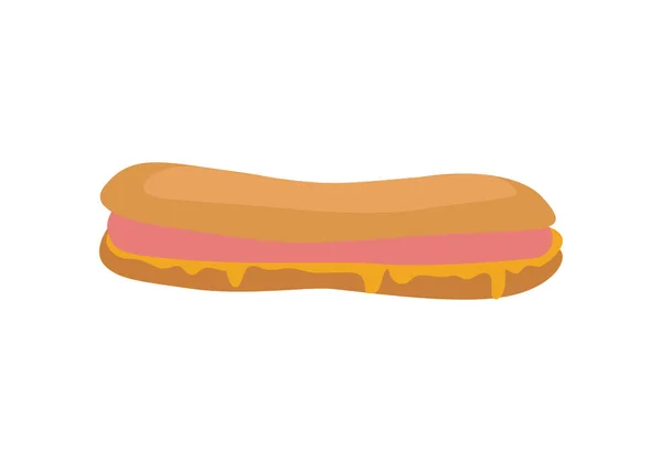 Perro caliente aislado en blanco. Sandwich con Salchicha — Vector de stock