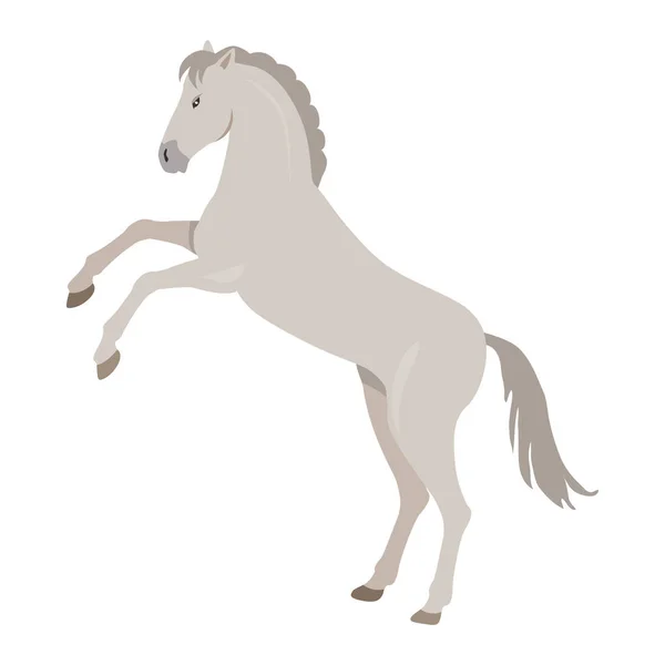 Allevamento grigio cavallo illustrazione nel design piatto — Vettoriale Stock
