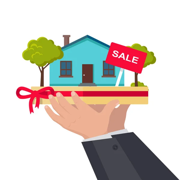 Σπίτι πώληση έννοια εικονογράφηση σε επίπεδη σχεδίαση. — Διανυσματικό Αρχείο