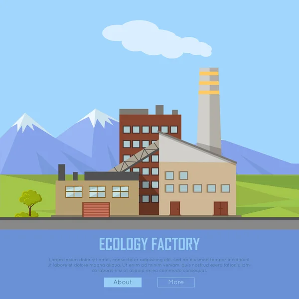 Ecology Factory Web Banner. Eco Manufacturing — Stock Vector