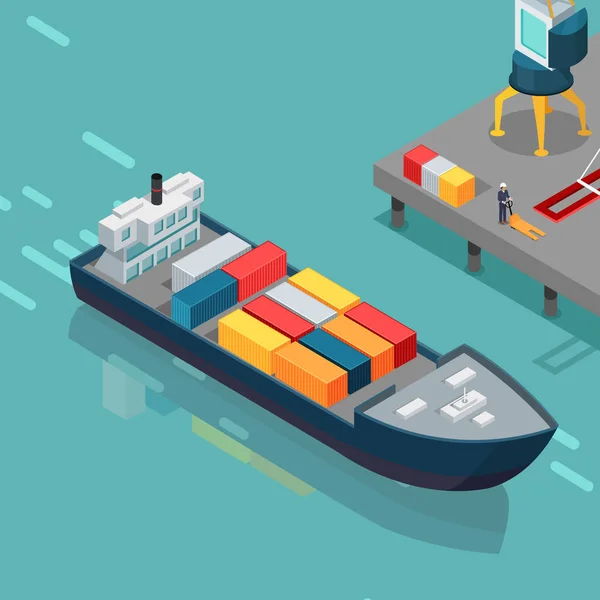 Ilustracja portu Cargo w rzut izometryczny — Wektor stockowy