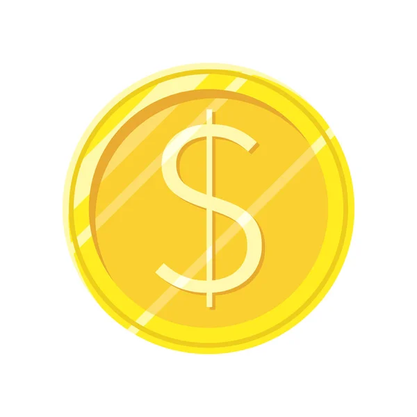 Dollaro Icona vettoriale a moneta d'oro in stile piatto — Vettoriale Stock