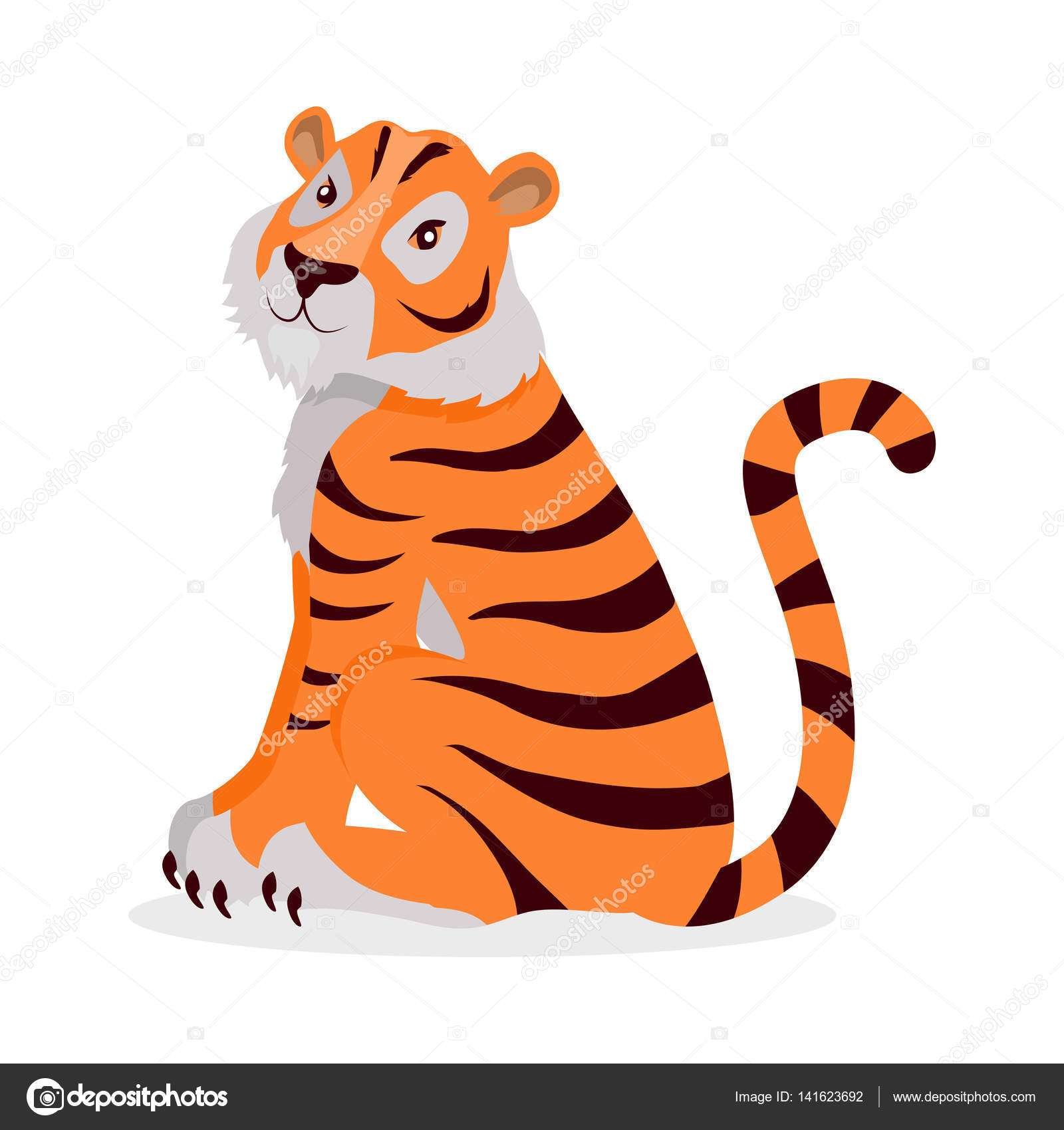 Tiger Panthera Tigris Cartoon Isolated on White. Stock Vector Image by  ©robuart #141623692