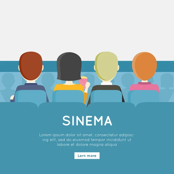 Gente en sala de cine — Vector de stock