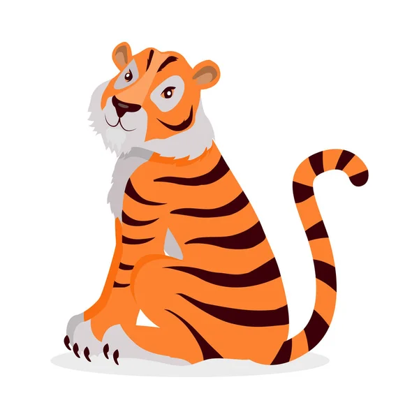 Tiger Panthera Tigris Cartoon Isolated on White. — Stock Vector