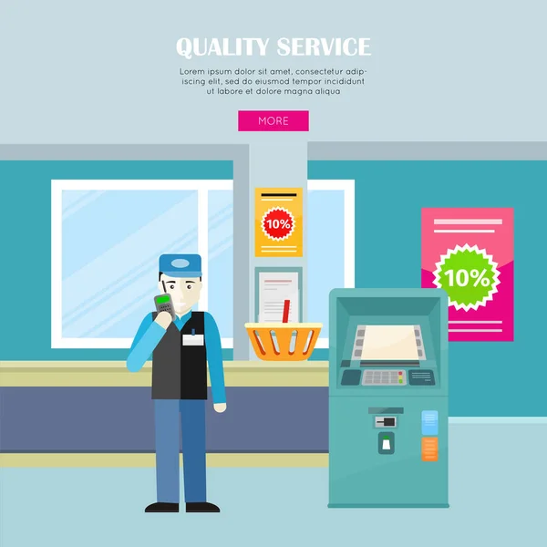 Qualitätsservice im Supermarkt Vektor Web-Banner. — Stockvektor