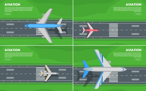 航空概念フラット スタイル Web バナー — ストックベクタ