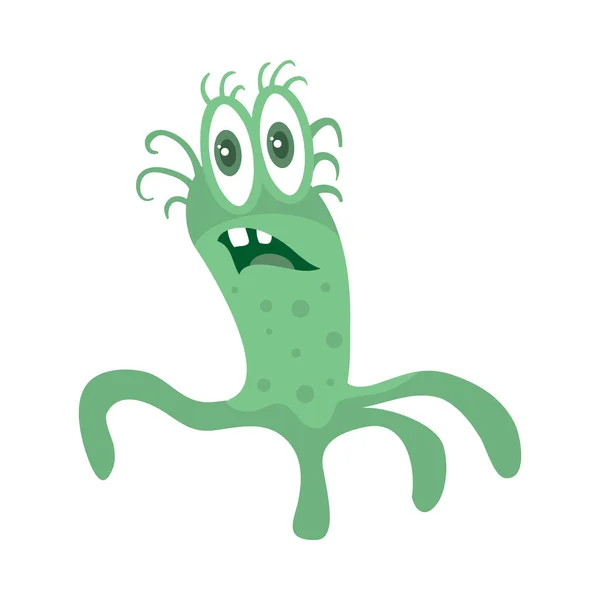 Icono de personaje de Vector de dibujos animados de bacterias verdes — Archivo Imágenes Vectoriales