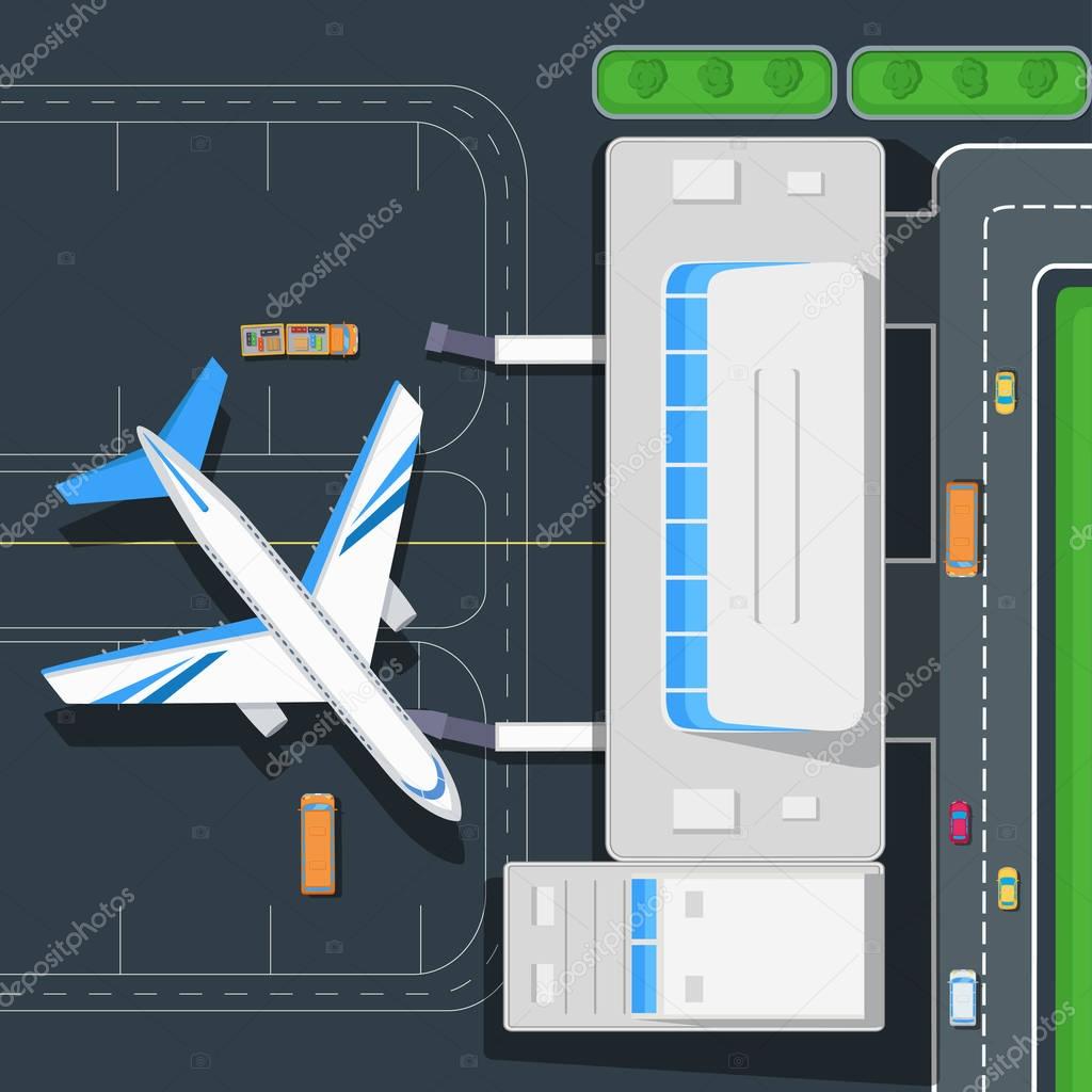 Airport Top View Vector Concept in Flat Design