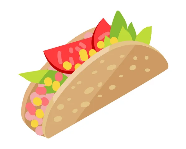 Hotdog mexicain isolé sur White. Hot Dog Sonoran . — Image vectorielle
