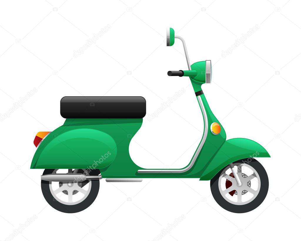 Transport. Illustration of Isolated Green Scooter