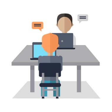 İnsanlar masaya oturup iş sorunları tartışın.