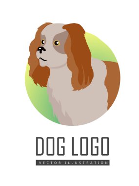 Beyaz arka plan üzerinde Spaniel köpek Logo