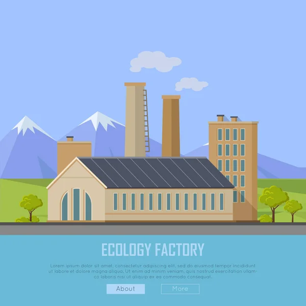 Ecologie fabriek webbanner. Eco-Manufacturing — Stockvector