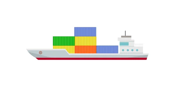 Εμπορικό πλοίο κοντέινερ με τα εμπορευματοκιβώτια — Διανυσματικό Αρχείο