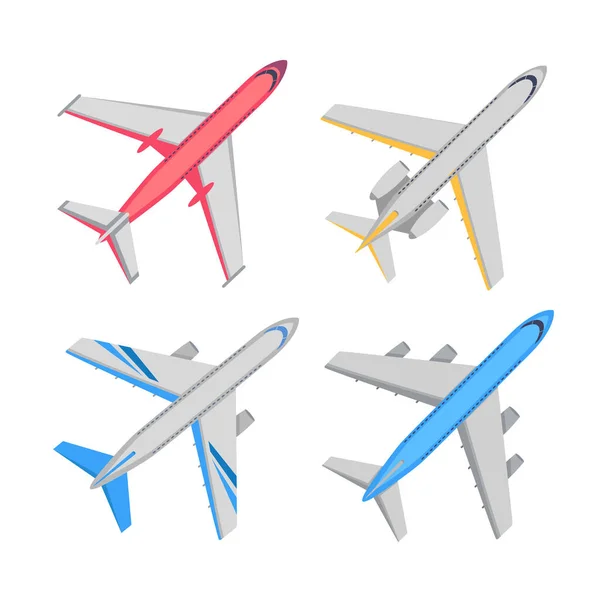 Ensemble d'illustrations vectorielles de vue de dessus d'aéronef — Image vectorielle