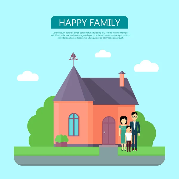 Concepto de familia feliz — Vector de stock