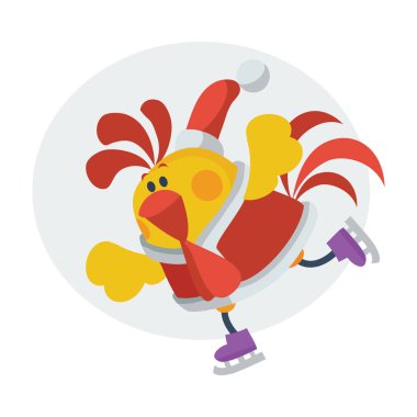 Paten karikatür düz vektör simgesine şirin horoz