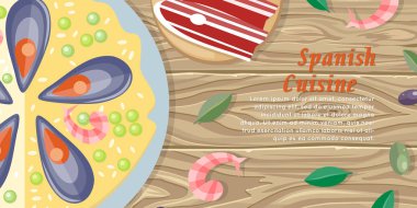 İspanya mutfağı Web Banner. Paella. Jamon. Tapas