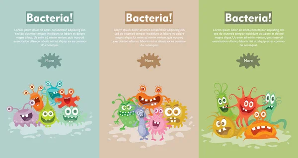 Bacteriën vlakke Cartoon Vector webbanner — Stockvector