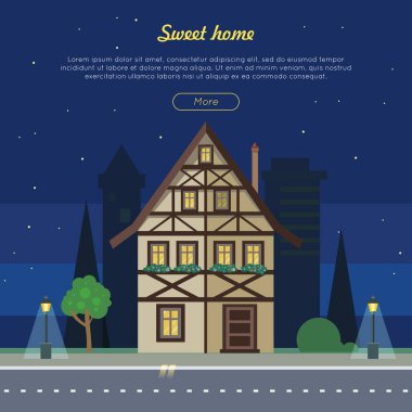 Sweet Home düz vektör Web Banner
