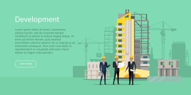 Geliştirme. Bina süreci. Üç iş adamları