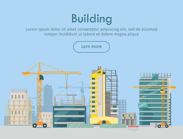 Costruire banner web. Grattacielo. Pavimenti con vetro — Vettoriale Stock