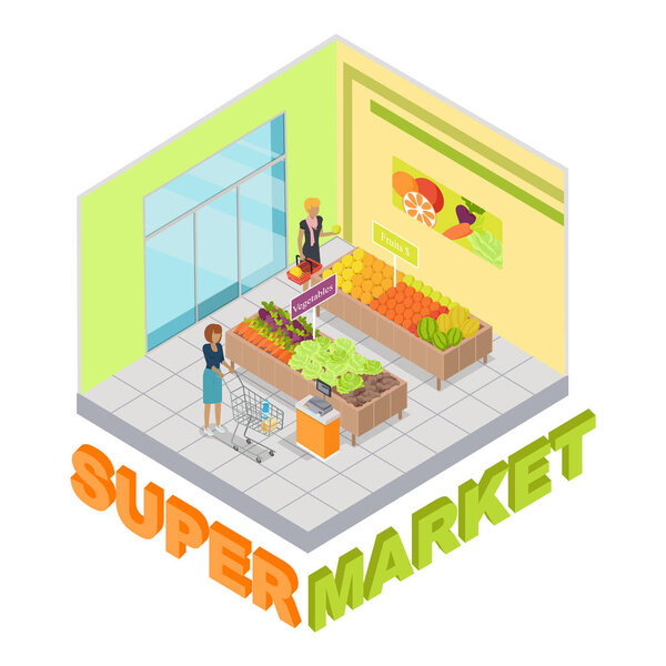 Supermarket. Fruits and Vegetables Department