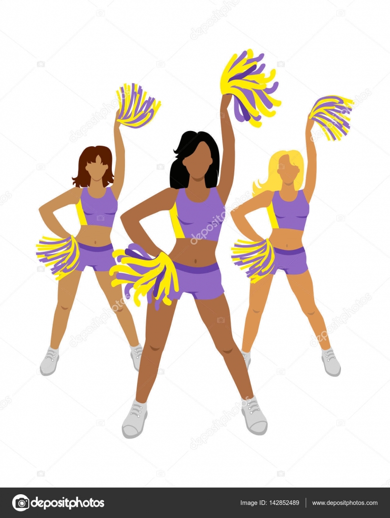 Cheerleading Teams Web Banner. Girls with Pompoms Stock Vector by ©robuart  142852489