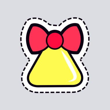 Christmas kırmızı kurdele ile büyük sarı çan. Düzeltme eki