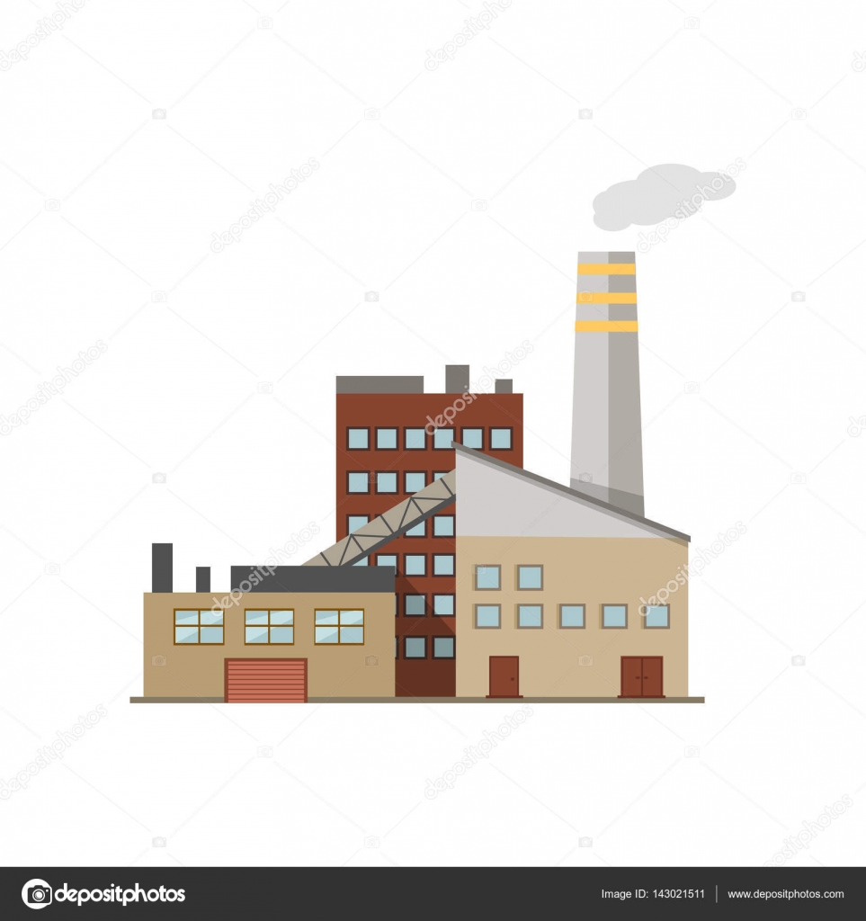 Industry Manufactory Building Isolated on White. — Stock Vector ...