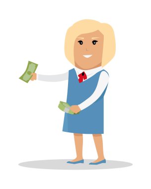 Kadın karakter para vektör çizim ile