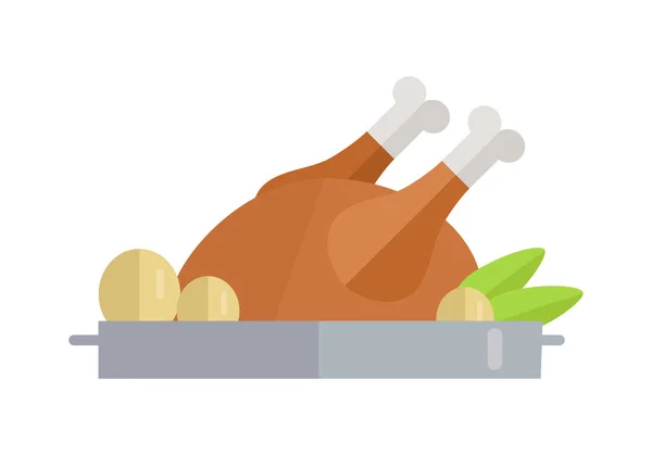 Fried Poultry Vector Illustration in Flat Design — Stock Vector