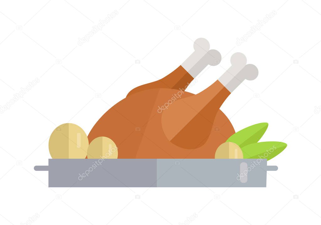 Fried Poultry Vector Illustration in Flat Design