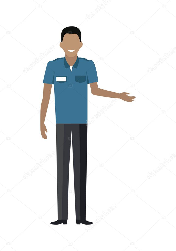 Shop Worker Man Character Vector Illustration