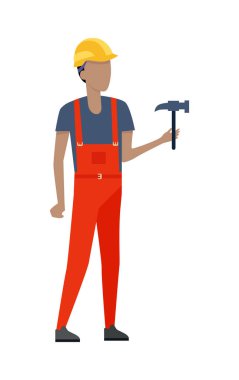 Adam kırmızı bornoz ve sarı kask. Metal Hammer