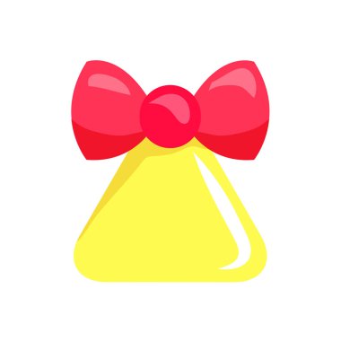 Christmas kırmızı kurdele ile büyük sarı çan. Vektör