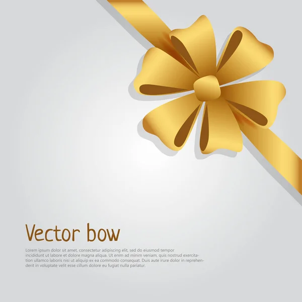 Vector Bow. Golden Wide Ribbon. Bright Six Petals — Stock Vector