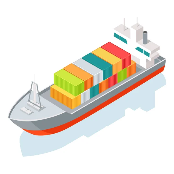 Φορτηγού πλοίου ή εμπορευματοκιβωτίου που απομονώνονται σε λευκό. Διάνυσμα — Διανυσματικό Αρχείο