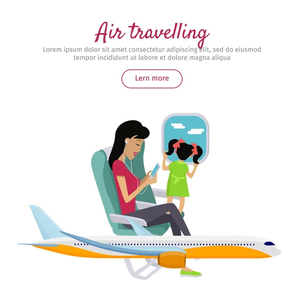 Air Travelling Conceptual Banner. Vector design — Stock Vector